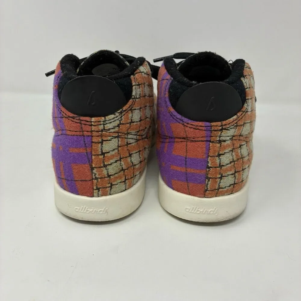 Allbirds Wool Piper Mid Shoes Womens 9 Orange Purple Plaid Limited Ed Sneakers